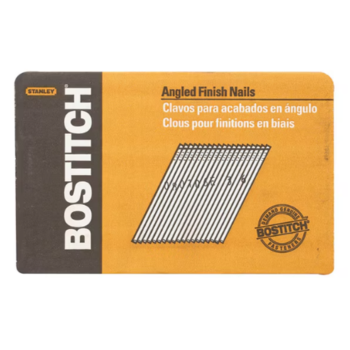 Bostitch Collated Finishing Nail, 1-1/2 in L, 15 ga, Coated, Offset Round Head, 25 Degrees