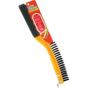 Allway SB319 3 x 19 Row Carbon Steel Wire Brush w/Scraper & Soft Grip Handle