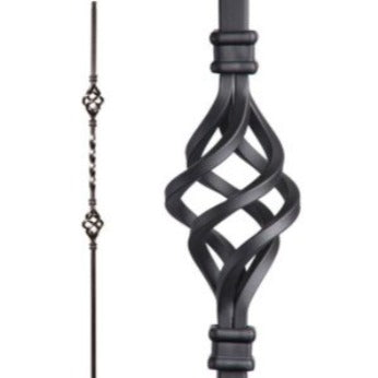 HOF HF16.1.4-T  Satin Black Baluster 1/2" Double Basket