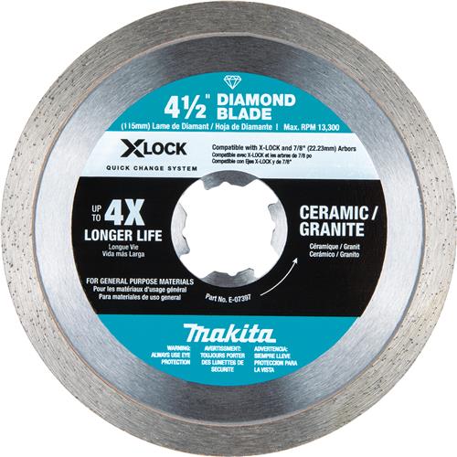 X‑LOCK 4‑1/2" Continuous Rim Diamond Blade for Ceramic and Granite Cutting