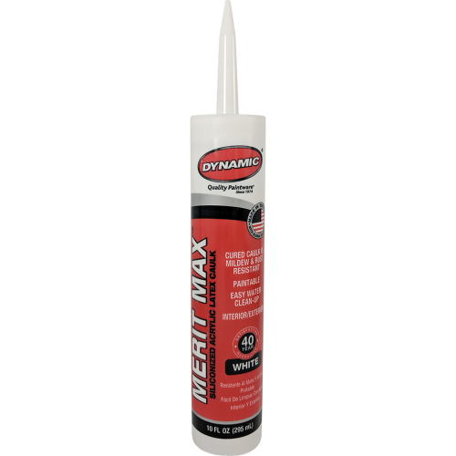 Dynamic 10 oz. White Merit Max Siliconized Acrylic Latex Caulk 40 Year