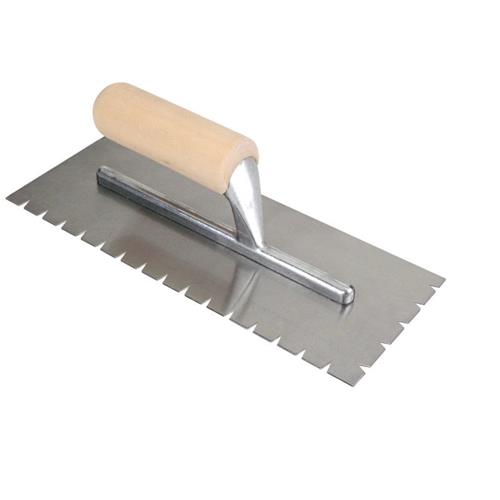 Wood Handle Trowel  - 3/16" x 1/4" x 1/2" Flat Top V-Notch ( Roberts ) WFT