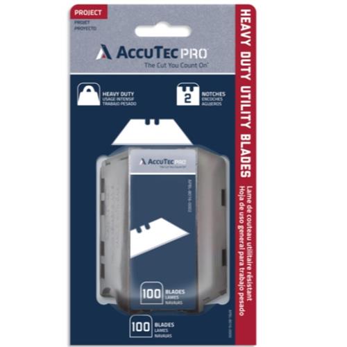 AccuTec APBL-8016 .024 HD 2-Notch Pro Utility Blade Carded w/ Dispenser (100pk)