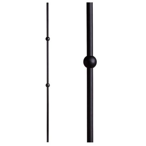 HOF Double Sphere Round Iron Baluster Ends- 5/8"/ 44" Long/ Satin Black (Tubular)