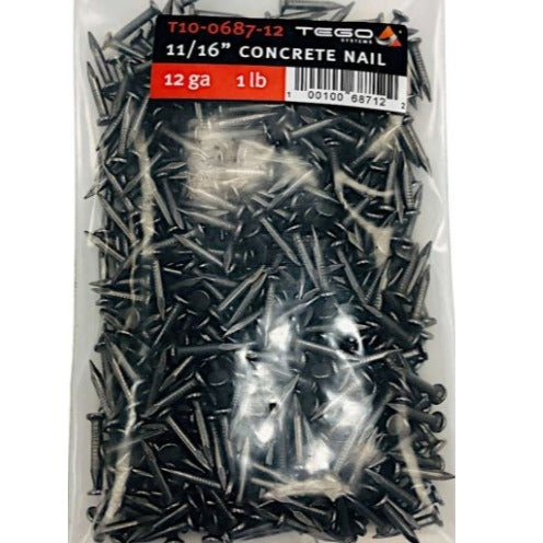 Tego T10-0687-12 11/16" 10 Ga. Concrete Nails, 1 lb. Bag