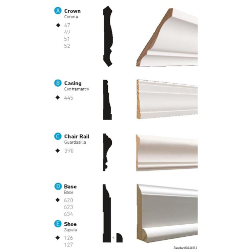 ( 3-1/4 ) White Primed Baseboard   9/16x3-1/4x16 MLD WPI 623  "IF RETURN DEDUCT 25%"