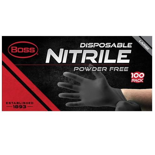 Boss B21051-M 4 Mil Medium Black Nitrile Disposable Gloves 100pk