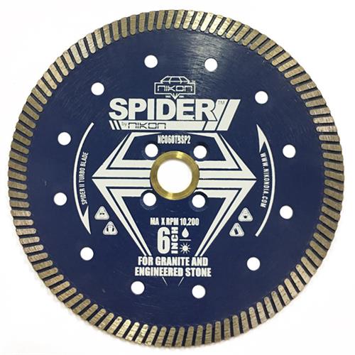 6" x 7/8" - 5/8" (FC 4 holes) x 10mm Spider II Dry Turbo Blade for Granite & Engineered Stone Max RPM: 10,200