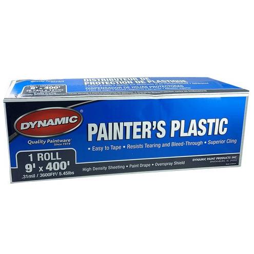 Dynamic 60401 9' x 400' (2.7m x 122m) .31mil High Density Painters Plastic Drop Sheet