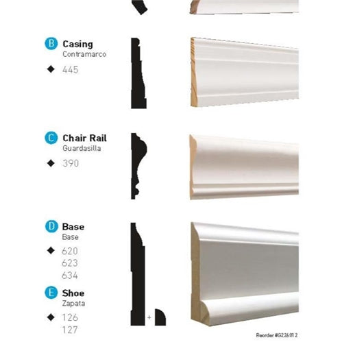 9/16 X *4-1/4* Wood Primed Baseboard LGM 620p - R/L "IF RETURN DEDUCT 25%"