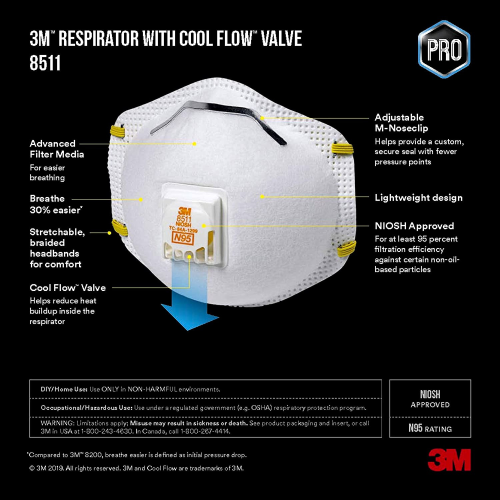 3M N95 Particulate Respirator W/Valve Buck 10PK