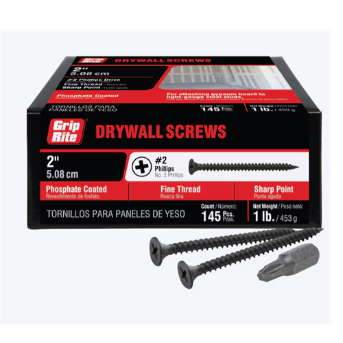 Grip-Rite Drywall Screws #6 x 2 in Fine Thread Bugle (145 Pack)