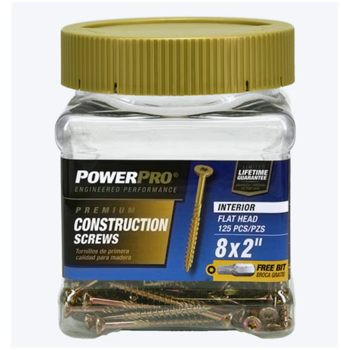 Power Pro Wood Screws #8 x 2 in Yellow Zinc (125 ct)