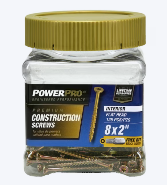Power Pro Wood Screws #8 x 2 in Yellow Zinc (125 ct)