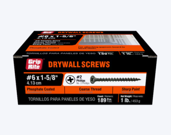 Grip-Rite Drywall Screws #6 x 1-5/8 in Coarse Thread Bugle (189 Pack)