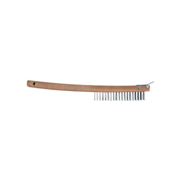 Dynamic Tempered Steel Wire Brush 14 in Row Wood Handle with Scraper