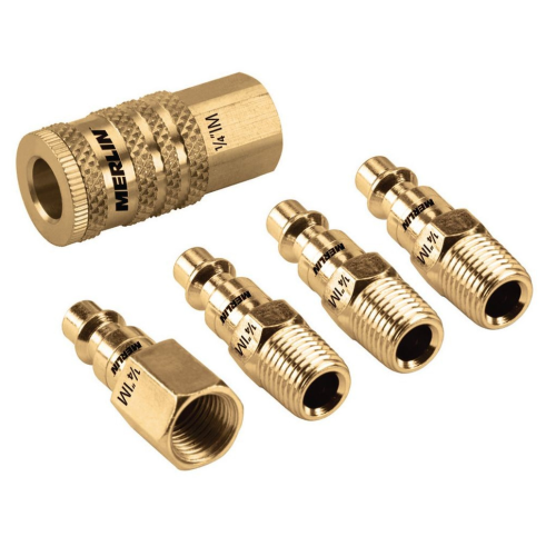 Brass Industrial Coupler Connector Set 1/4 in (5 Piece)