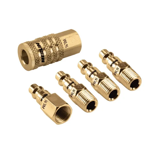 Brass Industrial Coupler Connector Set 1/4 in (5 Piece)