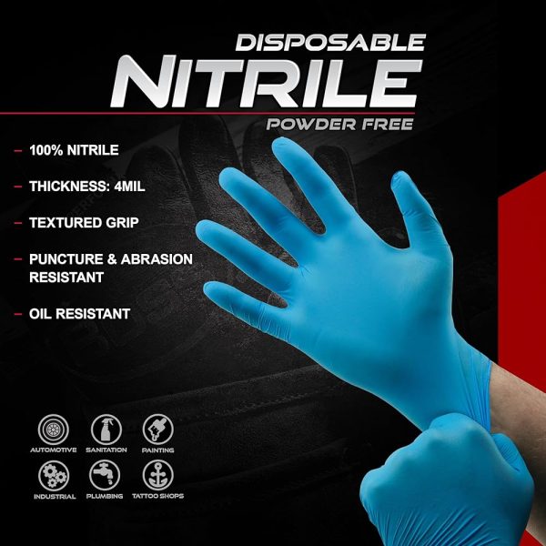 Boss Mil Nitrile Disposable Gloves Blue XL (100 Pack)