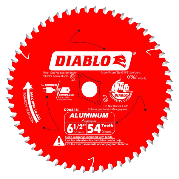 Diablo Aluminum Cutting Blade 6-1/2 in 54T