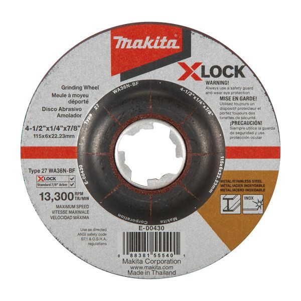 X-Lock Type 27 Grinding Wheel 4-1/2 in 36 Grit Metal & Stainless Steel