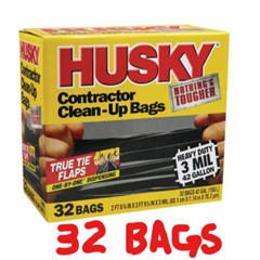 Husky Contractor Trash Bags 42 Gal Black 3-Mil (32 Count)