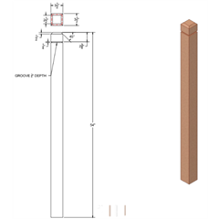 Newel Post Chamfered Top with Line Notch 3 1/2