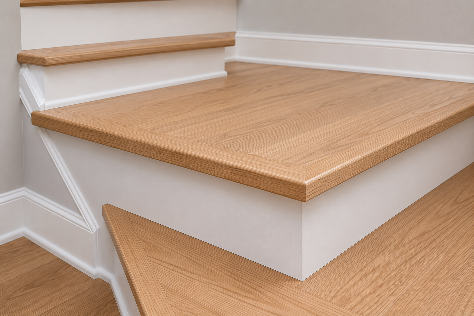 White Oak Square Stair Nose 5-1/4 in with 3/4 in Landing