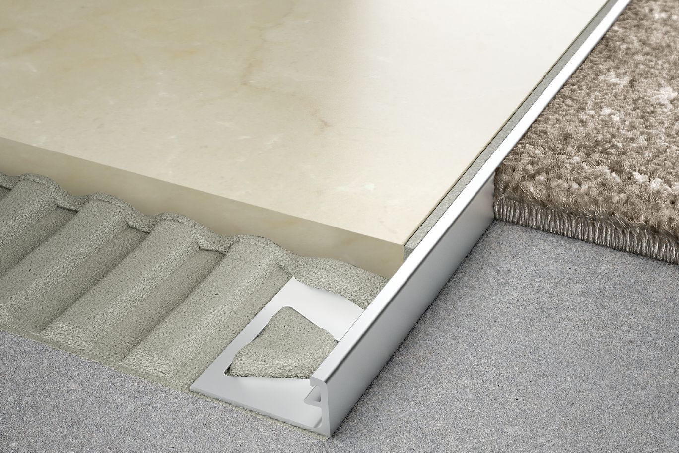 Tile Metal Edge Trim – Silver – 8 ft
