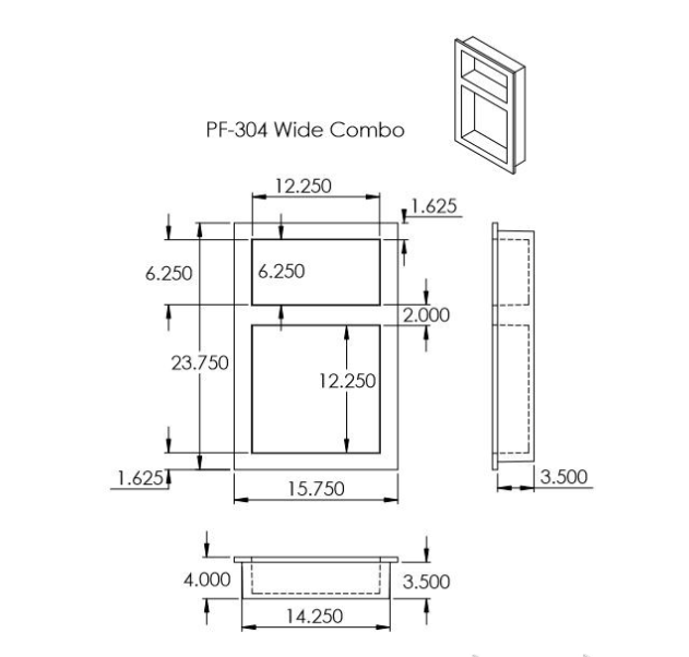 PF304: PreFormed Wide Combo Niche w/ 12
