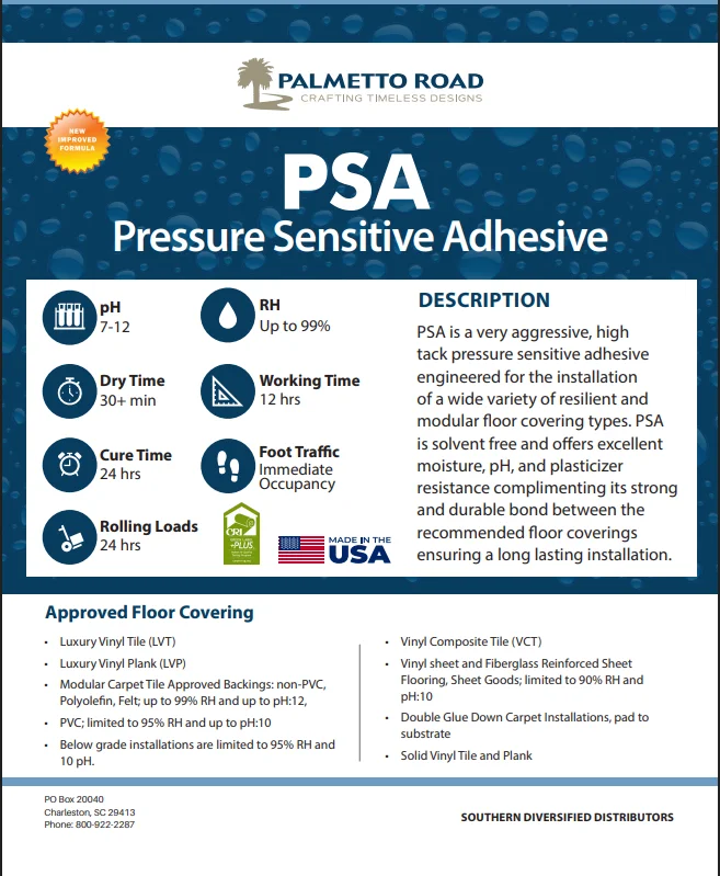 Palmetto Road Pressure Sensitive Adhesive 1Gallon