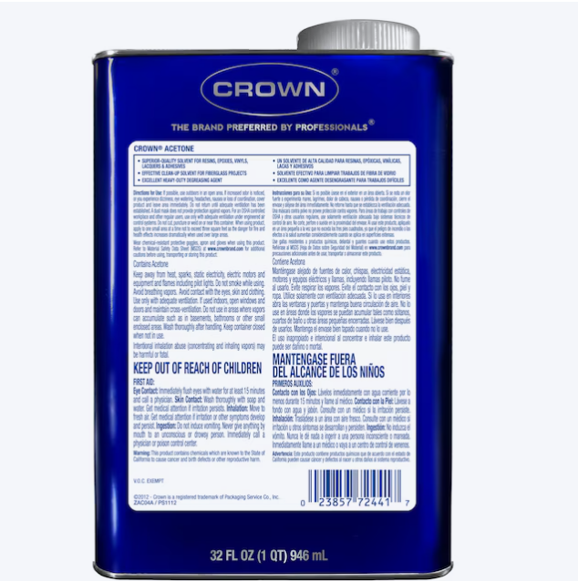 Acetone 1 Qt Crown