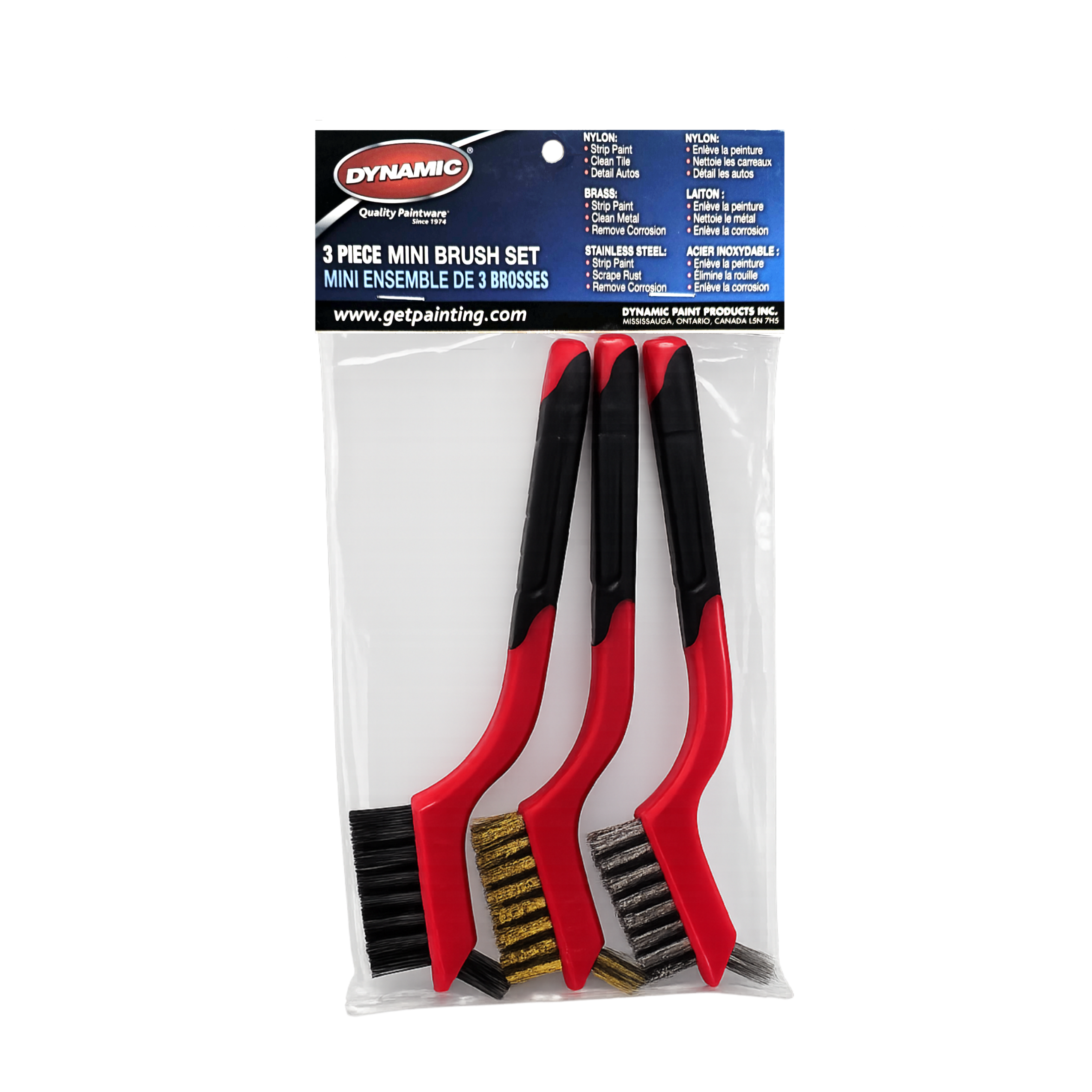 Dynamic Mini Wire Brush Set Plastic Handle (3 Piece)