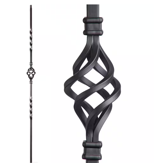 Single Basket Iron Baluster Satin Black 1/2