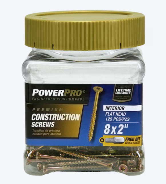 Power Pro Wood Screws #8 x 2 in Yellow Zinc (125 ct)