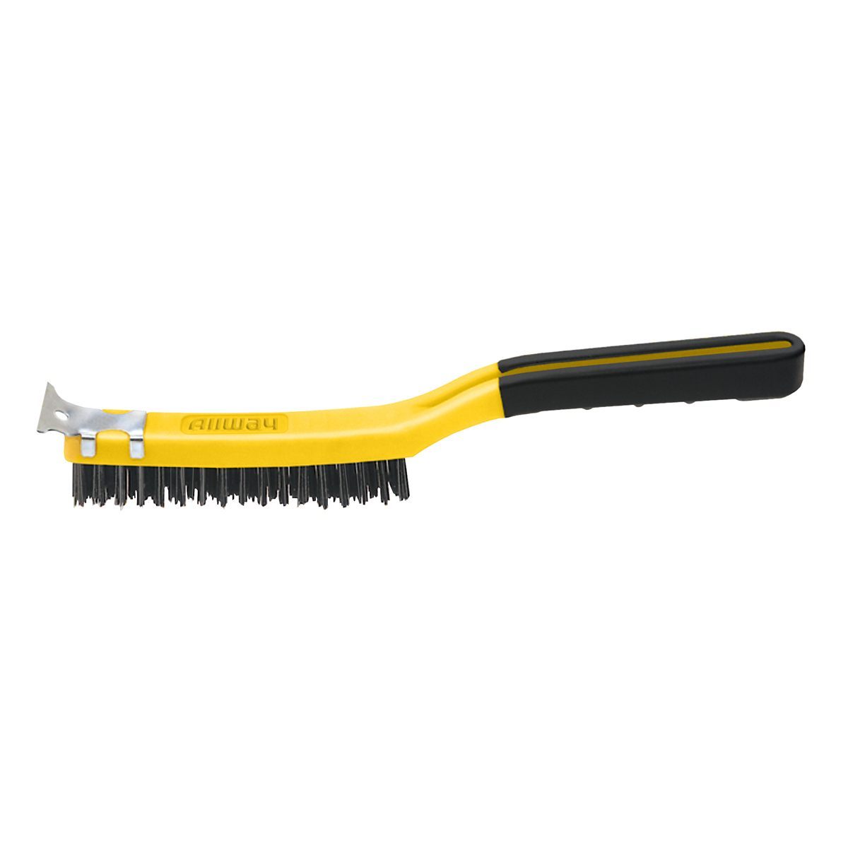 Allway Carbon Steel Wire Brush 3 x 19 Row with Scraper Soft Grip Handle