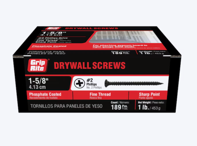 Grip-Rite Drywall Screws #6 x 1-5/8 in Fine Thread Bugle (189 Pack)