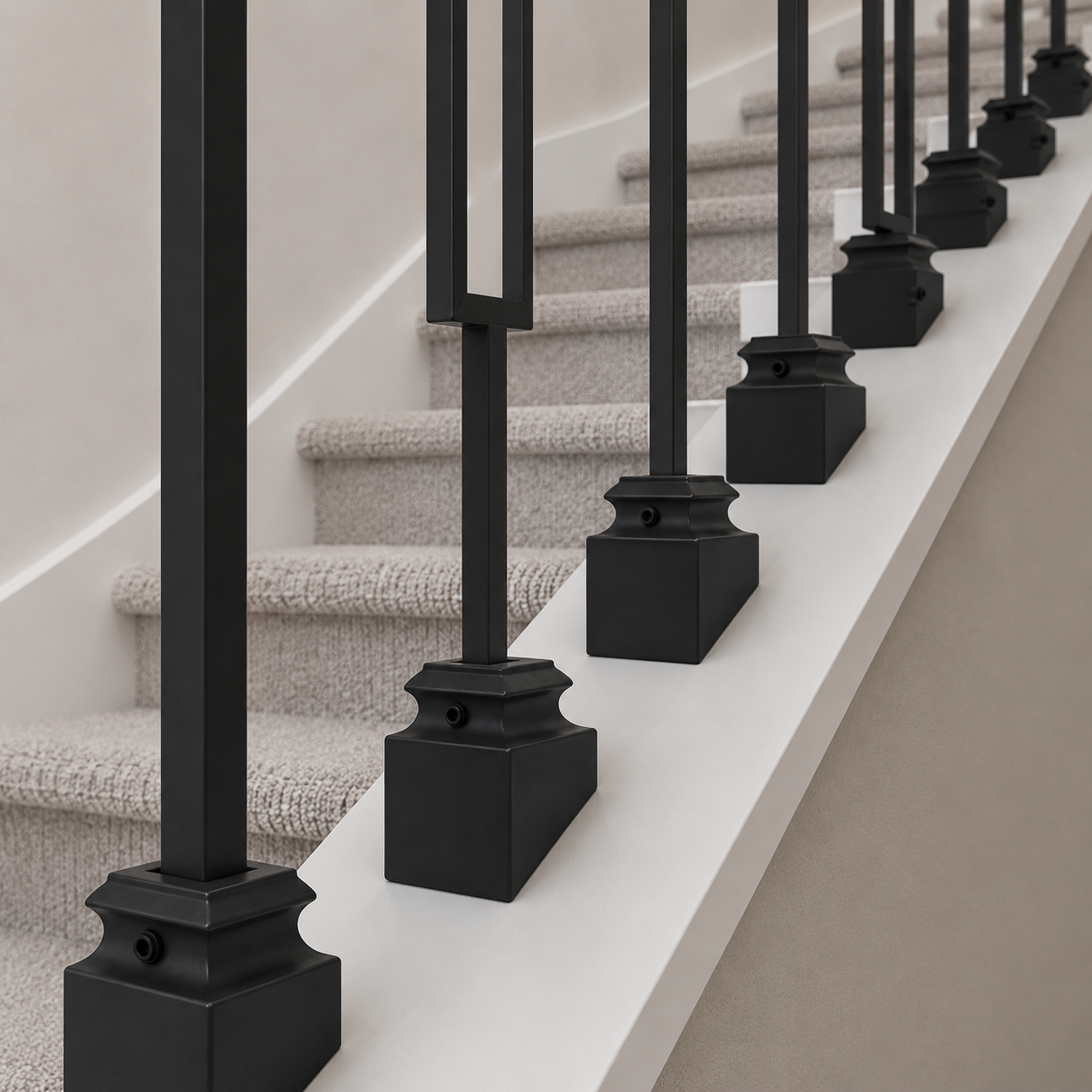 Pitch Baluster Shoe with Set Screw – Flat Black
