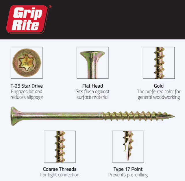 Grip-Rite Construction Screws #8 x 2 in Yellow Zinc (127 Pack)