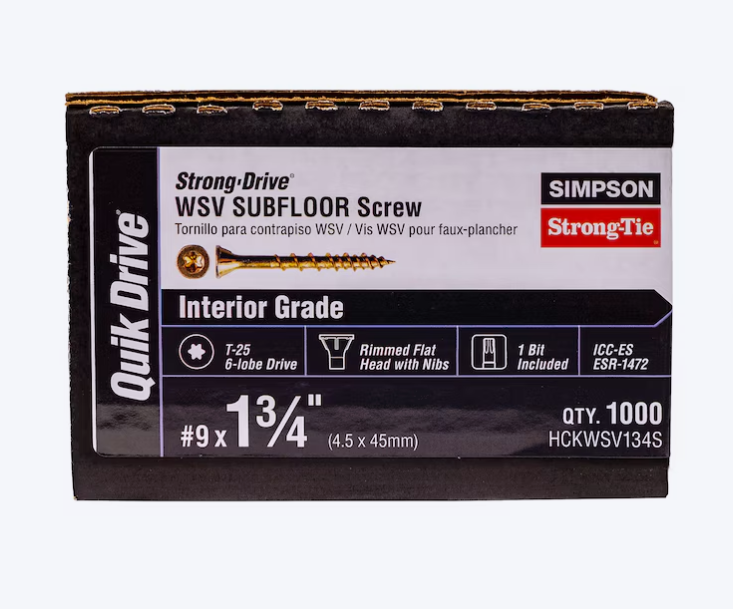 Quik Drive Strong-Drive WSV Subfloor Screws #9 x 1-3/4 in Yellow Zinc (1,000 ct)