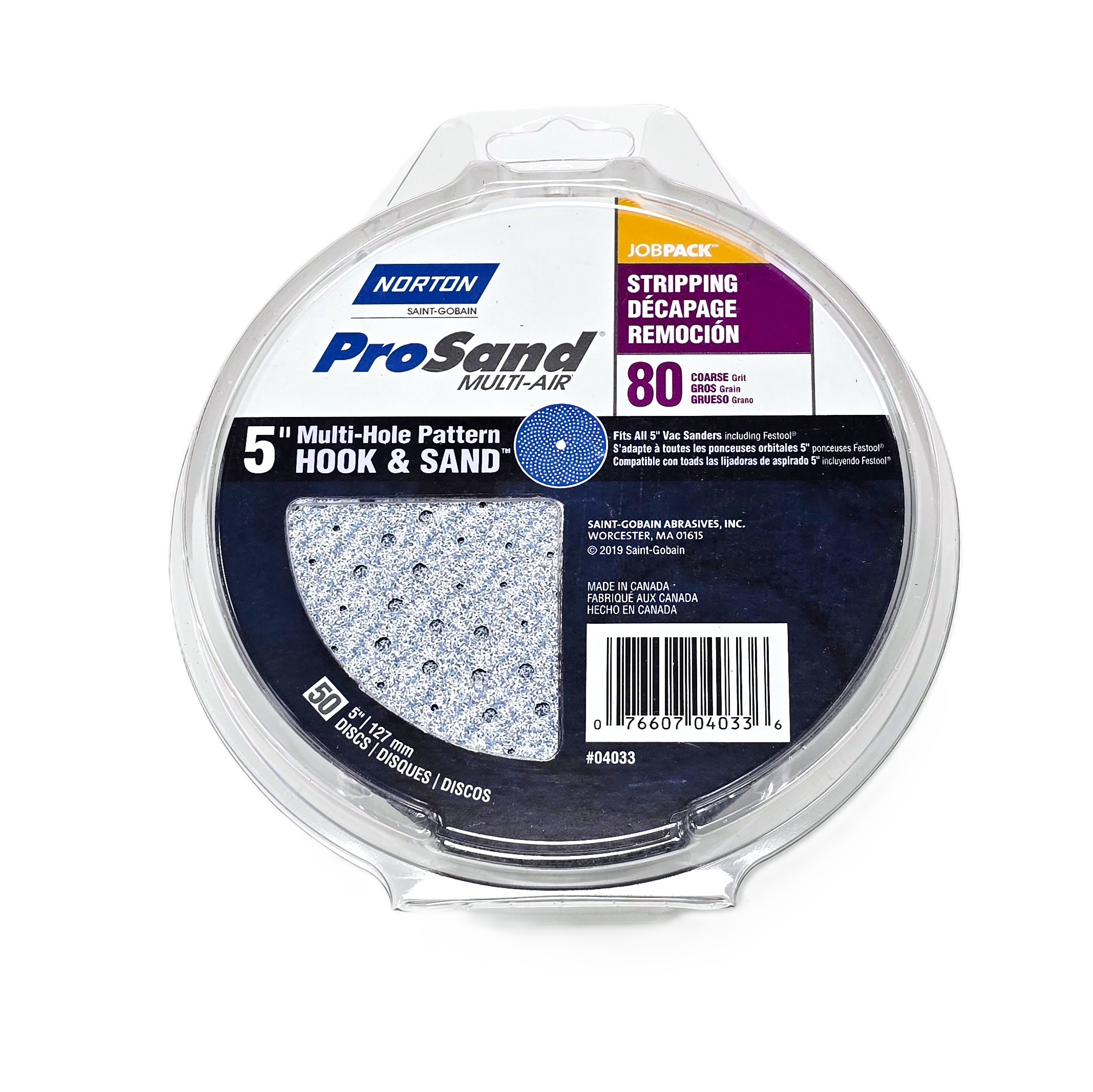 Norton ProSand Multi-Air Hook & Loop Sanding Disc 5 in 80 Grit (50/Box)