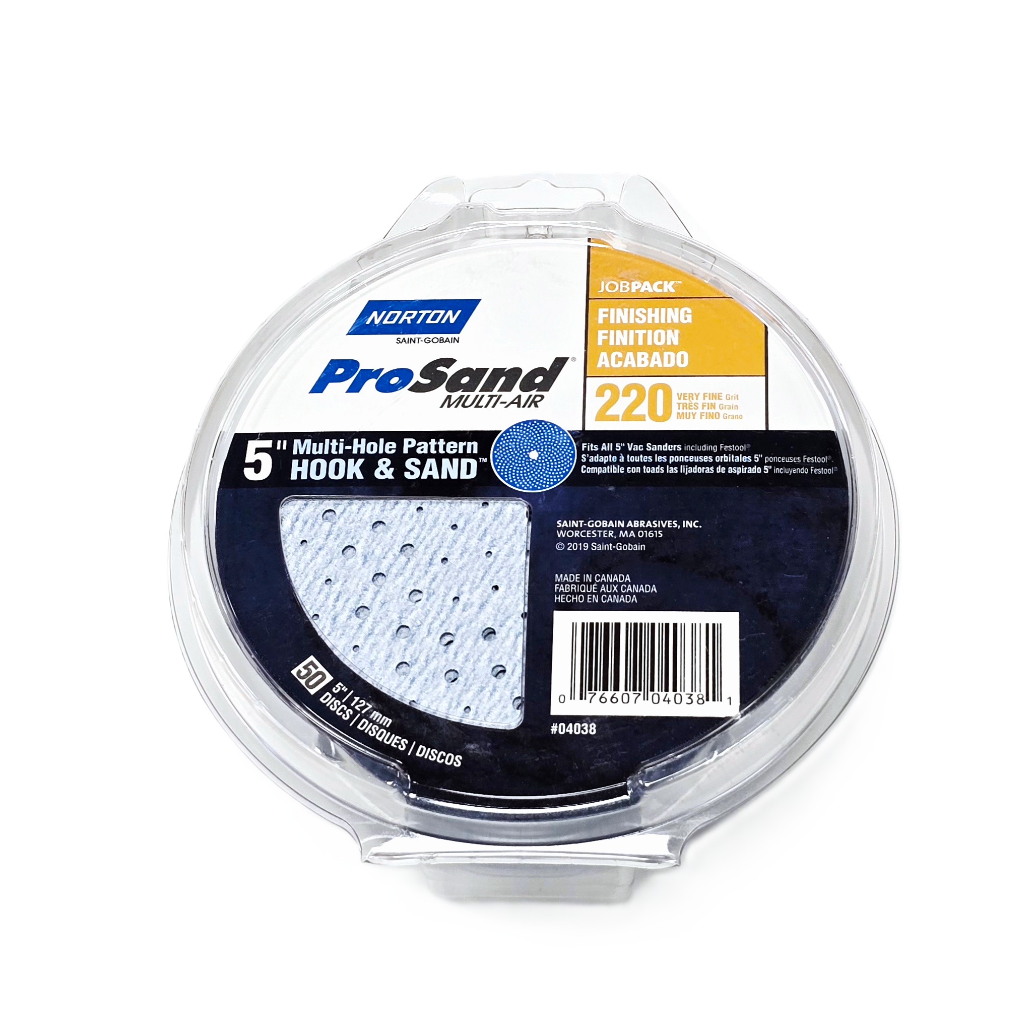 Norton ProSand Multi-Air Hook & Loop Sanding Disc 5 in 220 Grit (50/Box)