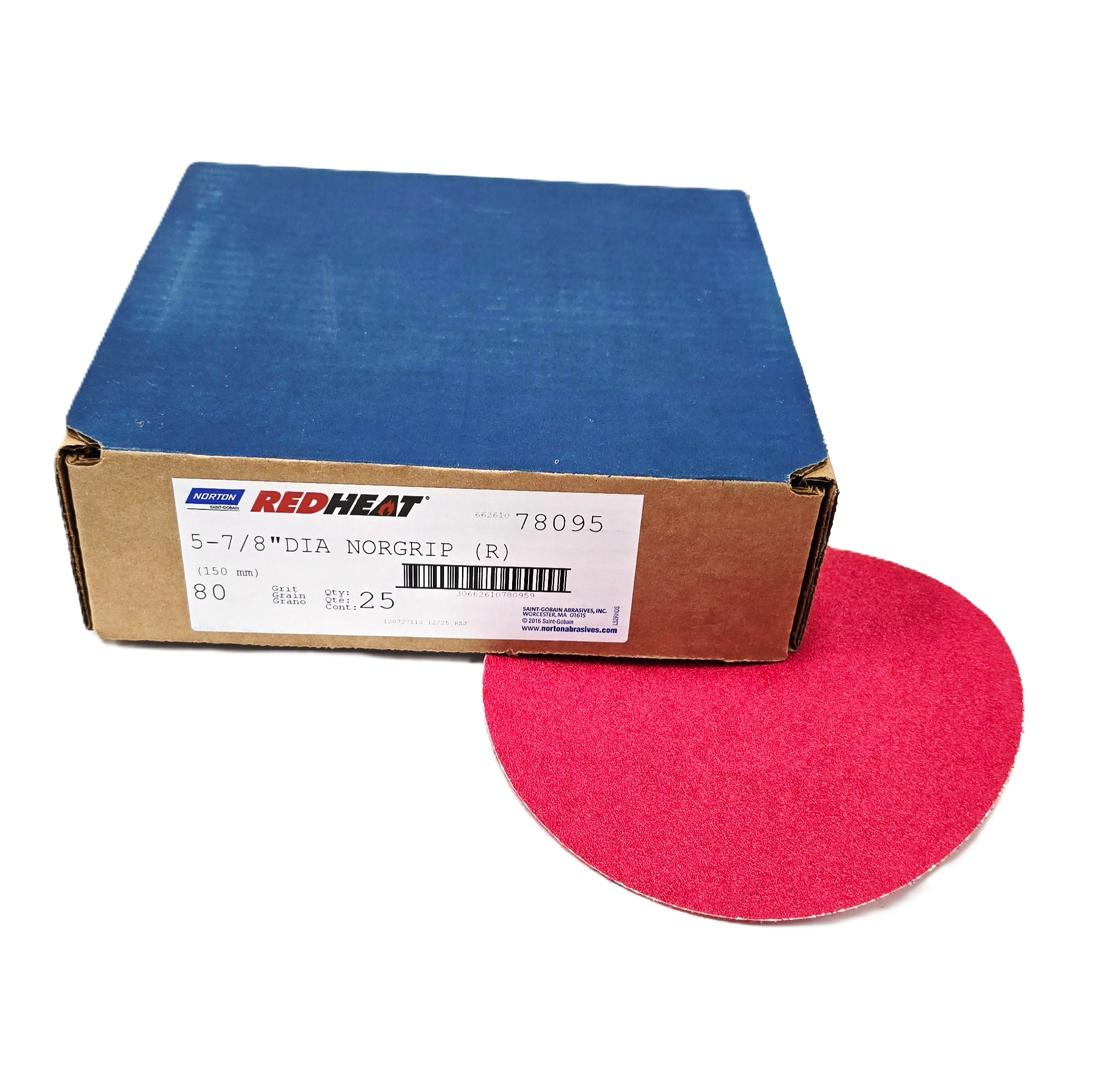 Norton Red Heat Disc 5-7/8 in 80 Grit (25/Box)