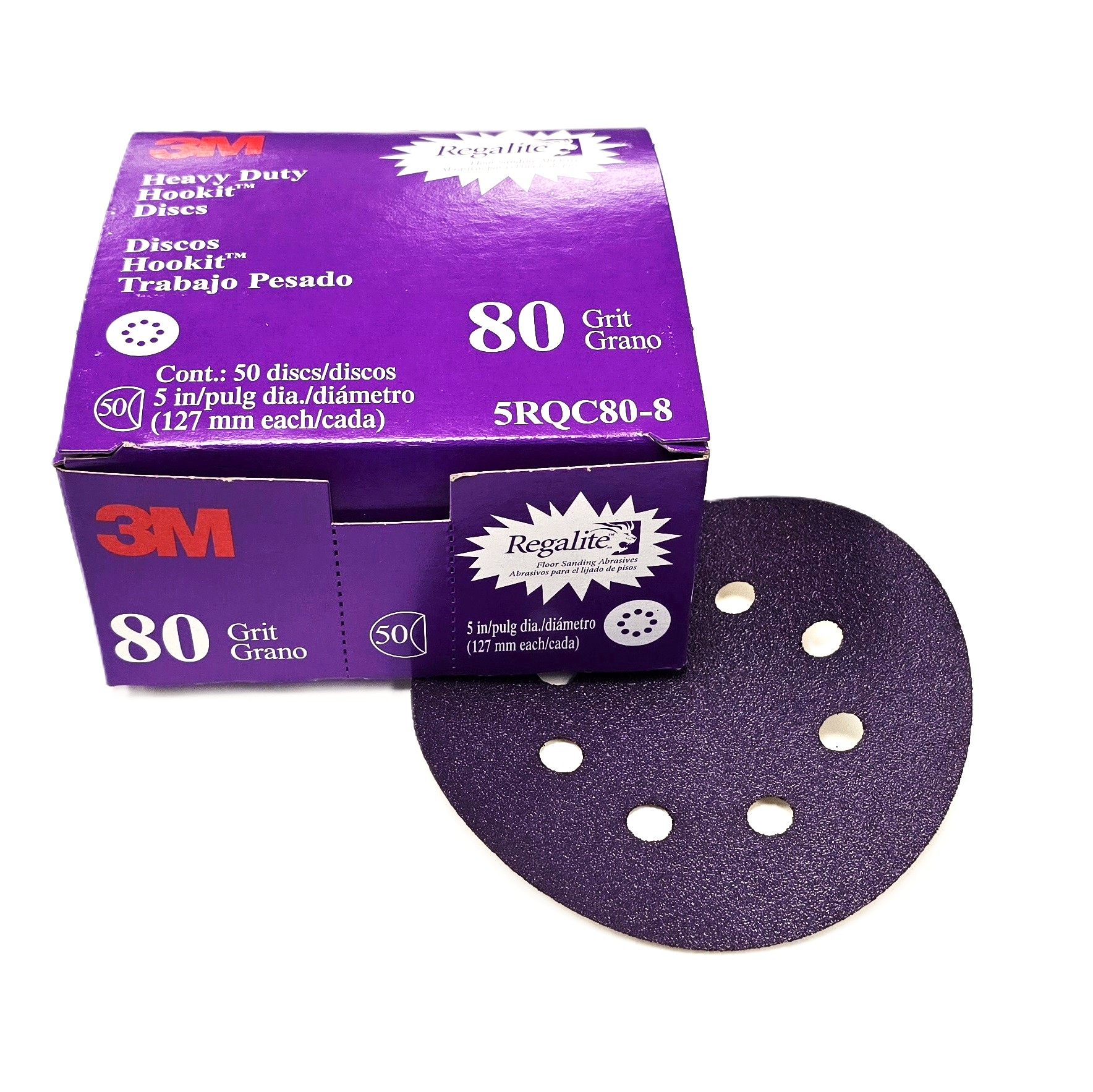 3M Regalite Hookit Sanding Disc 5 in 80 Grit (50/Box)