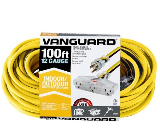Vanguard Extension Cord 100 ft 12/3 Multiple Outlet