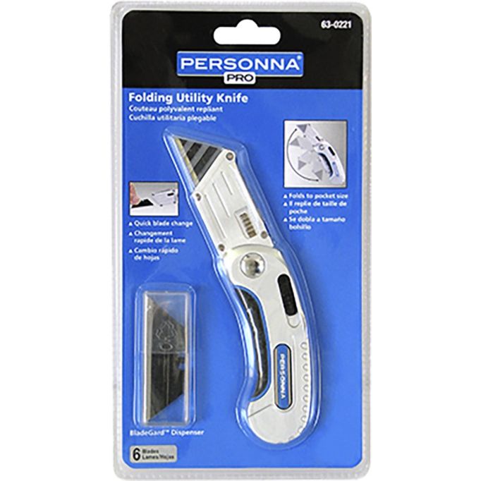 Personna Folding Utility Knife with 6 HD Blades