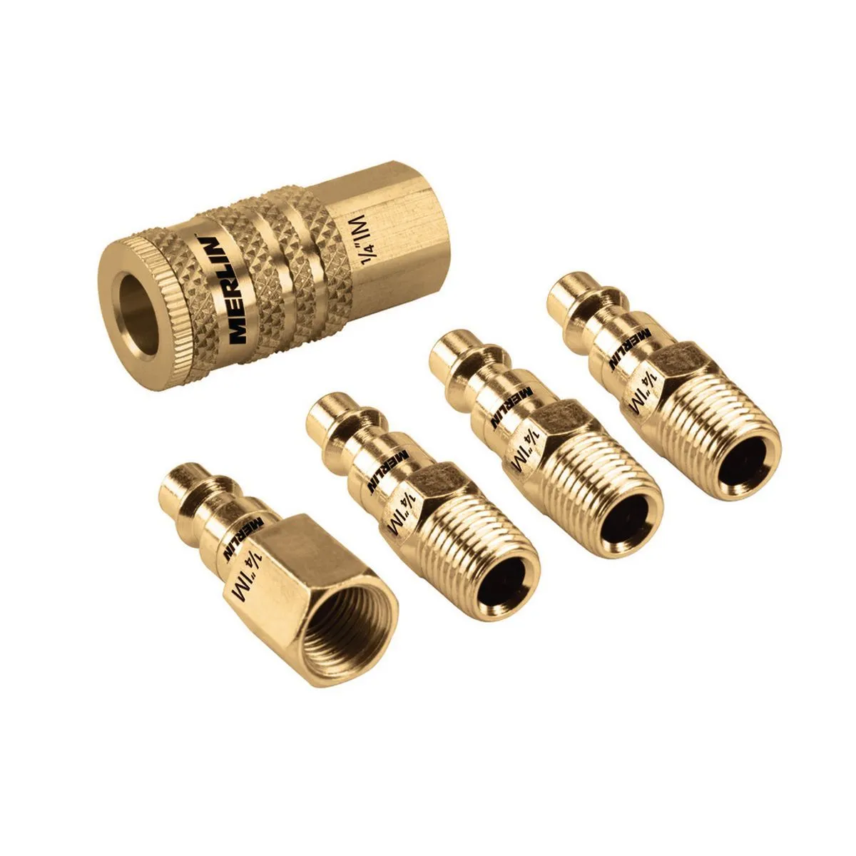 Brass Industrial Coupler Connector Set 1/4 in (5 Piece)