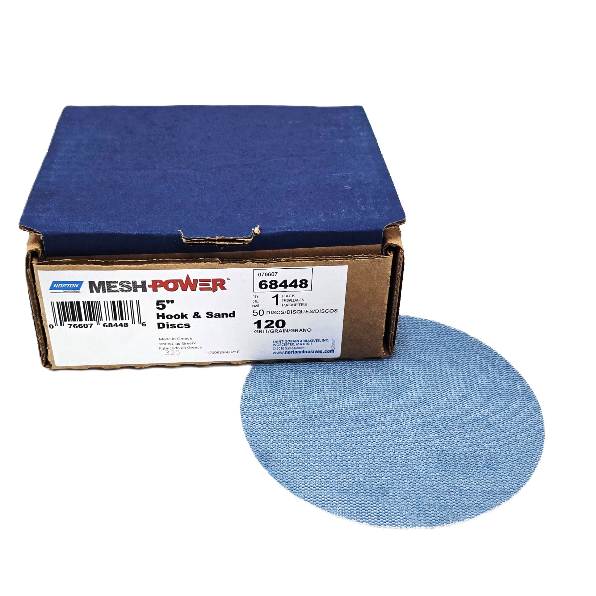 Norton Mesh Power Hook & Loop Sanding Disc 5 in 120 Grit (50/Box)