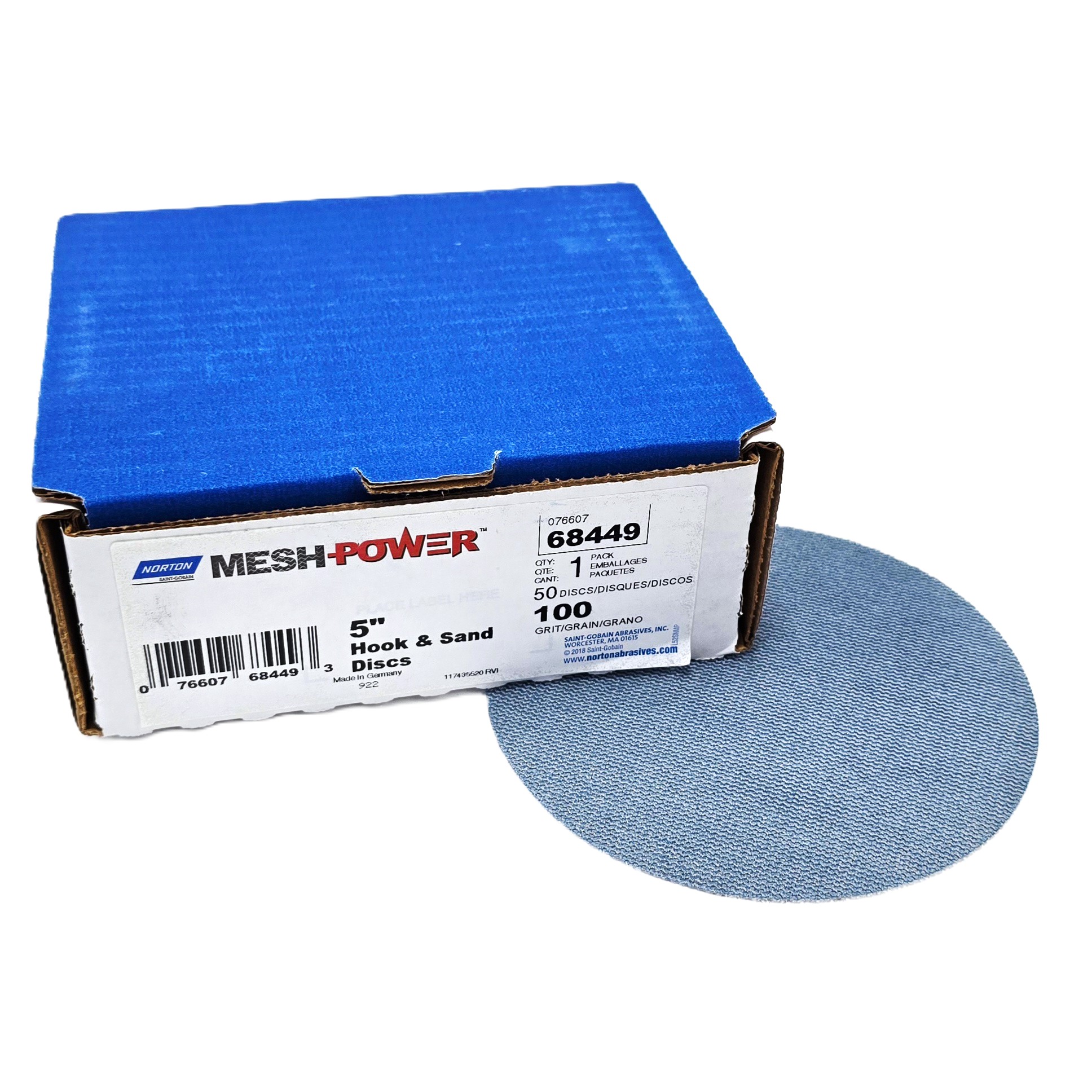 Norton Mesh Power Hook & Loop Sanding Disc 5 in 100 Grit (50/Box)