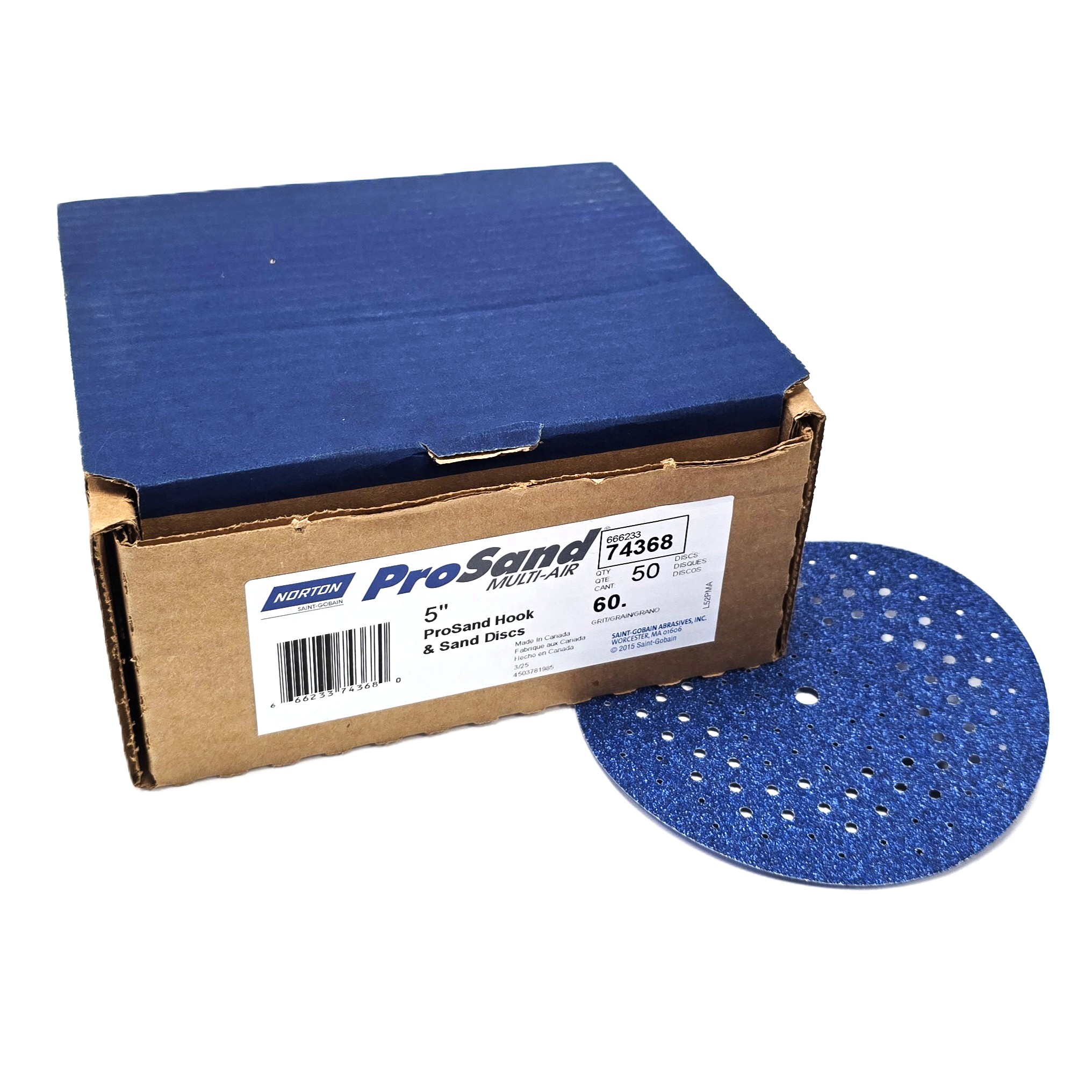 Norton ProSand Multi-Air Hook & Loop Sanding Disc 5 in 60 Grit Blue (50/Box)